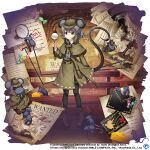  1girl adapted_costume animal_ears boots brown_eyes brown_footwear candy capelet cheese chess_piece closed_mouth commentary copyright_name deerstalker detective dowsing_rod dress english_commentary envelope food full_body game_cg grey_capelet grey_dress grey_hair hat holding holding_magnifying_glass jewelry kurodani_yamame kurodani_yamame_(envoy_from_the_underworld) looking_at_viewer magnifying_glass mouse mouse_ears mouse_girl mouse_tail nazrin nazrin_(genius_mouse_detective) pendant red_eyes rotte_(1109) short_hair tail third-party_source touhou touhou_lost_word wanted yorigami_jo&#039;on yorigami_jo&#039;on_(pestilent_phantom_thief_joon) 