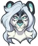  anthro blue_eyes callmedarky fangs felid feline female hair headshot_portrait hi_res long_hair mammal neck_tuft nikita_(arcticsnowfex) pantherine portrait sabertooth_(anatomy) snow_leopard solo teeth tuft 