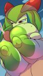  areola big_breasts bodily_fluids breast_play breasts cum cumshot ejaculation female generation_3_pokemon genital_fluids genitals green_areola green_nipples hi_res huge_breasts human humanoid hyper hyper_breasts kirlia male male/female mammal nintendo nipples not_furry penis penlink pokemon pokemon_(species) sex titfuck 