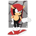  anthro black_body clothing footwear gloves hand_on_hip handwear hi_res humanoid innotsu male mighty_the_armadillo sega shoes smile solo sonic_the_hedgehog_(series) standing tail tan_body tan_skin 
