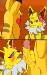  anthro duo eeveelution erection female generation_1_pokemon genitals hi_res jolteon licking male male/female nintendo oral out penile penis penis_lick pikachu pikachu_jolteon pokemon pokemon_(species) sex tails981 tongue tongue_out 