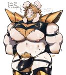  absurd_res anthro asgore_dreemurr beard blonde_hair blush boss_monster bovid caprine clothing digital_media_(artwork) erection facial_hair fur genitals goat hair hi_res homfnomf horn latex long_ears male mammal mature_anthro mature_male simple_background solo undertale undertale_(series) white_body white_fur 