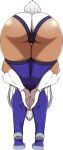  1girl absurdres arm_around_leg ass ass_focus bent_over boku_no_hero_academia dark-skinned_female dark_skin from_behind gloves highleg highleg_leotard highres huge_ass legs leotard long_hair long_legs meme mirko no_lady_on_twitter_can_recreate_this_(meme) own_hands_together purple_thighhighs rabbit_girl rabbit_tail simple_background smallsoud solo standing tail tail_through_clothes thick_thighs thigh_gap thighhighs thighs toned very_long_hair white_gloves white_hair white_leotard 