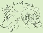  anthro bathym blush canid canine canis demon horn lifewonders line_art male mammal smile solo tokyo_afterschool_summoners wolf zinpatink_m 