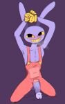  anthro clothing fur genatalia genitals gloves handwear hi_res humanoid jax_(the_amazing_digital_circus) lagomorph leporid male mammal purple_body purple_fur rabbit skshadowknight the_amazing_digital_circus yellow_eyes 