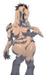 absurd_res alien anomoly520 beak_thing_(kenshi) big_breasts breasts creepy eating exoskeleton eyeless female genitals hi_res humanoid kenshi lo-fi_games long_neck muscular muscular_female nude pussy scar simple_background solo spine standing white_background 