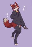  2023 anthro blep blush canid canine clothing collar fleurfurr hi_res hoodie jfet male mammal simple_background solo standing toeless_legwear toeless_stockings tongue tongue_out topwear 