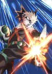  1boy bakugou_katsuki black_bodysuit bodysuit boku_no_hero_academia explosive eye_mask gloves green_gloves grenade knee_pads male_focus morishima_noriko_(noriko_mrsm) red_eyes sleeveless sleeveless_bodysuit solo spiked_hair superhero 