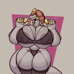  1:1 2023 5_fingers absurd_res anthro areola big_breasts biped breasts claws clothing digital_media_(artwork) female fingers freepancakes generation_7_pokemon hi_res huge_breasts kommo-o lingerie looking_at_viewer navel nintendo nipples pokemon pokemon_(species) simple_background smile solo thick_thighs wide_hips 