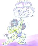  2006 anthro big_abs big_biceps big_muscles big_pecs big_quads birthday_cake brown_hair brown_mane cake candle dessert felid flexing_bicep food fur hair happy_birthday holding_object lion long_hair male mammal mane muscular muscular_anthro muscular_male open_mouth pantherine pecs pose simple_background solo toony yellow_body yellow_fur 