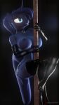  anthro armwear big_breasts breasts clothing curvy_figure dancing dash23 elbow_gloves female friendship_is_magic gloves hair handwear hasbro hi_res hourglass_figure leggings legwear mostly_nude mostly_nude_anthro my_little_pony o-ring_collar pole pole_dancing ponytail princess_luna_(mlp) solo 