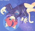  1girl aeiou_(yoako) ahoge animal_ear_fluff animal_ears animal_nose artist_name black_choker black_hair blue_eyes cat_ears cat_girl cat_tail choker commentary drawstring ear_piercing earclip english_commentary english_text feet_out_of_frame fishbowl_helmet furry furry_female highres long_sleeves looking_at_viewer multicolored_hair multicolored_nails nail_polish nasa_logo one_eye_closed original pawpads piercing power_symbol-shaped_pupils red_hair short_hair smile solo space stylus tablet_pc tail tourbox two-tone_hair yoako 