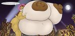  anthro badgerben belly big_belly big_breasts big_butt bite biting_lip breast_squish breasts butt city claws dialogue female french_text generation_1_pokemon hi_res huge_breasts huge_butt hyper hyper_belly hyper_breasts hyper_nipples macro morbidly_obese navel nintendo nipples nude obese overweight pokemon pokemon_(species) sandpancake sandslash solo speech_bubble squish text 