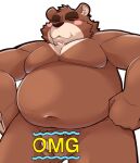  2023 anthro balls bear belly big_belly blush censored eyes_closed flaccid genitals hi_res kemono male mammal moobs navel overweight overweight_male penis pubes rocurou69 simple_background small_penis solo white_background 