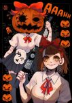 blood brown_hair crazy hair_bun kirino_naoko knife naoko_kirino pumkin_queen pumpkin pumpkin_night school_uniform 