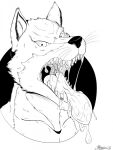  2020 anthro bleach_(series) bodily_fluids canid canine canis drooling fangs fur headshot_portrait hi_res looking_at_viewer male mammal marcushunter mouth_shot open_mouth portrait sajin_komamura saliva saliva_on_tongue saliva_string signature solo teeth tongue tongue_out whiskers wolf 