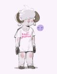  2023 absurd_res anthro bovid caprine fur hair hair_over_eyes hi_res horn kogito male mammal sheep simple_background solo t-shirt_only white_background white_body white_fur wool_(fur) 