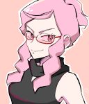  1girl bare_shoulders glasses high_ponytail highres ilovecorgi malva_(pokemon) pink-tinted_eyewear pink_eyes pink_hair pokemon pokemon_(game) pokemon_xy shirt short_hair_with_long_locks sidelocks sleeveless sleeveless_shirt solo sunglasses tinted_eyewear 