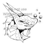 2023 ambiguous_gender black_and_white bubble carlarzall digital_media_(artwork) dragon english_text feral hi_res horn membrane_(anatomy) monochrome scales seawing_(wof) sharp_teeth simple_background solo teeth text white_background wings_of_fire 