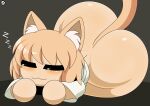  absurd_res animal_humanoid big_butt blonde_hair bottomless butt cat_humanoid clothed clothing eyes_closed felid felid_humanoid feline feline_humanoid female hair hi_res huge_butt humanoid lying mammal mammal_humanoid neco-arc nr_ac on_front shirt sleeping solo sound_effects topwear tsukihime type-moon vowelless vowelless_sound_effect white_body white_skin zzz 