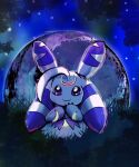  1other crescent digimon digimon_(creature) looking_at_viewer lunamon night no_humans outdoors smile solo teriamon-love 