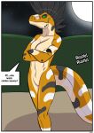  absurd_res anthro comic dinosaur dromaeosaurid female hi_res moon night nude pupils rancid_(rex_equinox) reptile rex_equinox scalie slit_pupils solo sound_effects speech_bubble star text theropod velociraptor 