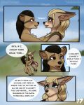  2023 5_fingers after_kiss anthro anthro_on_anthro black_nose blonde_hair blue_eyes bodily_fluids bottomwear brown_eyes brown_hair canid canine canis clothed clothing comic coyote day desert dialogue digital_media_(artwork) duo ear_piercing english_text eye_markings facial_markings female fennec fingers fox fur hair hand_on_shoulder head_markings hi_res hindpaw humanoid_hands jewelry kyo_(stargazer) loincloth looking_at_another male male/female mammal markings necklace outside page_number paws piercing river ryn_(stargazer) saliva saliva_bridge saliva_string sand shoulder_grab speech_bubble standing stargazer tan_body tan_fur teeth text tongue topless topless_anthro topless_male tribal tribal_markings url water 