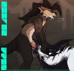  ambiguous_gender anthro bodily_fluids canid dragon dripping duo eyes_closed fellatio feral fur genitals hair hi_res horn horn_grab looking_pleasured male male/ambiguous mammal nahyon oral penile penis saliva saliva_string sex sucking sucking_penis text 