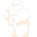  1:1 anthro balls bear belly beverage clothing flaccid genitals glasse hair hi_res leib_(tas) lifewonders male mammal musclegut nude overweight pecs penis polar_bear ponytail ryuryutwins sketch solo speedo swimwear tokyo_afterschool_summoners ursine 