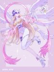  angel angewomon blonde_hair breasts closed_eyes digimon digimon_(creature) full_body highres long_hair nagoshi open_mouth pointing smile white_footwear wings 