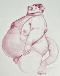  2023 anthro belly big_belly bulge clothing hi_res humanoid_hands karrnade male mammal moobs murid murine nipples obese obese_male overweight overweight_male rat rodent solo underwear 