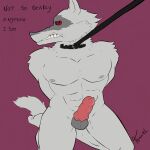  absurd_res canid canine canis dark_sclera death_(personification) death_(puss_in_boots) fennel_anise fur grey_body grey_fur hi_res humiliation kneeling leash male male/male mammal muscular muscular_male red_eyes solo submissive submissive_male sumbmissive_anthro tail wolf 