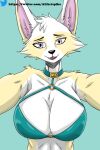  anthro black_nose breasts canid canine choker clothed clothing female fox fur hi_res jewelry mammal necklace solo spike_the_furry white_body white_fur yellow_body yellow_fur yumi_(wreckie) 