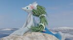  3d_(artwork) ambiguous_gender anthro asterozoan blender_(software) blue_body blue_scales digital_media_(artwork) doublestuffed echinoderm fur gem generation_7_pokemon hi_res marine nintendo pearl_(gem) pokemon pokemon_(species) primarina scales solo starfish starfish_(accessory) white_body white_fur 