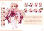  1girl absurdres animal_ears bare_shoulders blonde_hair bow braid breasts cat_ears cat_girl cat_tail dress frilled_dress frilled_sleeves frills green_eyes guo_jiang_mullay hair_ornament hair_ribbon hand_fan highres japanese_clothes knees_together_feet_apart lily_(nyaruru_fishy_fight) long_hair looking_at_viewer miko non-web_source nyaruru_fishy_fight paper_fan ribbon sandals skirt small_breasts tail thighhighs thighs white_background 