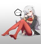  ... 1girl absurdres ascot between_legs black_jacket blush braid breasts closed_mouth fate/grand_order fate_(series) feet fengqun frilled_sleeves frills full_body gradient_background grey_background grey_hair grey_vest hair_between_eyes hand_between_legs head_tilt highres jacket knees_together_feet_apart knees_up legs long_sleeves medium_breasts miniskirt no_shoes olga_marie_animusphere on_ground open_clothes open_jacket orange_eyes panties panties_under_pantyhose pantyhose pleated_skirt purple_panties red_ascot red_pantyhose shirt side_braid skirt soles solo spoken_ellipsis thighs toe_cleavage toes underwear vest white_background white_shirt white_skirt 