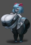  absurd_res anthro bare_shoulders big_breasts big_butt blue_hair blue_nipples blush bottomwear breasts butt clothing crop_top curvaceous curvy_figure eyelashes female full-length_portrait generation_3_pokemon glistening glistening_body grey_background hair hand_on_hip hi_res huge_breasts huge_butt hyper hyper_breasts kirlia looking_at_breasts looking_at_own_breasts looking_at_self nintendo nipples not_furry pants pokemon pokemon_(species) portrait pupils red_eyes shadow shiny_pokemon shirt short_hair short_stack simple_background skindentation solo standing thick_thighs topwear translucent translucent_clothing voluptuous white_body white_pupils yboon yoga_pants 
