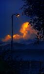  cloud highres lamppost mountain night night_sky no_humans original outdoors scenery signature sky skyrick9413 tree 