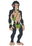  5_fingers 5_toes abs anthro areola biped black_body black_fur enki_(schizoid) feet fingers fur male mammal nipples primate schizoid simple_background solo toes white_background 