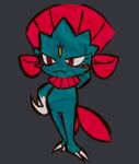  2023 anthro blush bodily_fluids claws digital_drawing_(artwork) digital_media_(artwork) female feral generation_4_pokemon nikeshka nintendo pokemon pokemon_(species) red_eyes simple_background sketch solo sweat tail teeth weavile 