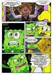  anthro clothed clothing comic dialogue fan_character greenie_(pancaketiffy) group hi_res male marine nickelodeon on_model pancaketiffy robert_(pancaketiffy) sea_sponge sharp_teeth smile spanish_text speech_bubble spongebob_squarepants teeth text toony translation_check translation_request trio yelling 