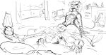  2023 ambiguous_penetration anthro bed bedroom doggystyle dragon duo female from_behind_position furniture hi_res kein kheltari male monochrome muscular muscular_male nude penetration reptile scalie sex simple_background sketch white_background 