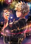  1boy absurdres bakugou_katsuki blonde_hair boku_no_hero_academia esora-arts fireworks highres japanese_clothes kimono male_focus red_eyes short_hair smile solo spiked_hair 