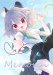  1girl animal_ear_fluff animal_ears biyon black_skirt blush cover cover_page foreshortening grey_hair hair_between_eyes jewelry looking_at_viewer mouse_ears mouse_tail nazrin open_mouth pendant reaching reaching_towards_viewer red_eyes shirt short_hair short_sleeves skirt smile solo tail touhou white_shirt 