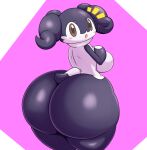  anthro big_breasts big_butt blush breasts brown_eyes brown_sclera butt female generation_8_pokemon horn huge_butt indeedee looking_at_viewer looking_back mechspazer multicolored_body nintendo nude open_mouth pokemon pokemon_(species) side_boob solo thick_thighs two_tone_body wide_hips 