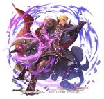  1boy armor axe black_cape blonde_hair breastplate cape clenched_hand evil_grin evil_smile fire_emblem fire_emblem:_the_binding_blade fire_emblem_heroes grin holding holding_axe murdock_(fire_emblem) official_art pants pauldrons purple_armor purple_footwear shimomura_watari shoulder_armor smile white_pants 