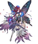  1girl blue_eyes boots breasts brown_hair butterfly_wings fairy fairy_wings fire_emblem fire_emblem_heroes flower full_body hair_flower hair_ornament haru_(hiyori-kohal) highres medium_breasts non-web_source official_alternate_costume official_art thigh_boots thighhighs transparent_background triandra_(fire_emblem) white_thighhighs wings 