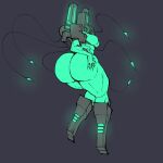  2023 abs armor big_butt breasts butt female green_body green_butt headgear helmet holding_butt humanoid lavender_lily machine mindflayer_(ultrakill) not_furry robot robot_humanoid simple_background solo thick_thighs ultrakill 