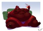  2022 anthro belly big_belly big_moobs bucket_of_chicken clothing digital_media_(artwork) fur furniture grin gulonine hair hi_res huge_belly huge_calves huge_moobs huge_thighs hyper hyper_thighs kazecat male mammal moobs morbidly_obese morbidly_obese_anthro morbidly_obese_male mostly_nude mustelid musteline obese obese_anthro obese_male on_ground overweight overweight_anthro overweight_male red_body red_fur reynaldo_(bassfxlimit) simple_background smile soda_cup sofa solo straw thick_calves thick_thighs underwear weight_gain wolverine 