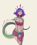  animal_humanoid big_penis blue_hands bodily_fluids bottomwear bra breasts clothing eyes_closed gecko_humanoid genital_fluids genitals green_markings green_penis gynomorph hair hi_res holding_penis humanoid intersex kayo_kz league_of_legends lizard_humanoid loincloth markings neeko_(lol) penis penis_through_underwear precum purple_hair reptile reptile_humanoid riot_games scalie scalie_humanoid simple_background smile solo standing tail thick_penis underwear wet wet_penis white_background 